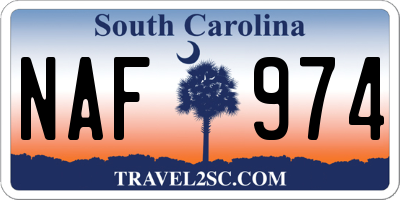 SC license plate NAF974