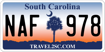 SC license plate NAF978