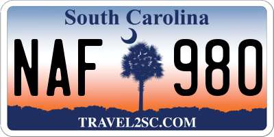 SC license plate NAF980