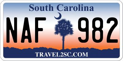 SC license plate NAF982