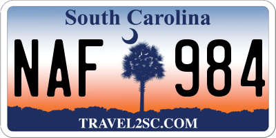 SC license plate NAF984