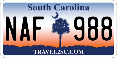 SC license plate NAF988