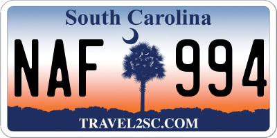 SC license plate NAF994