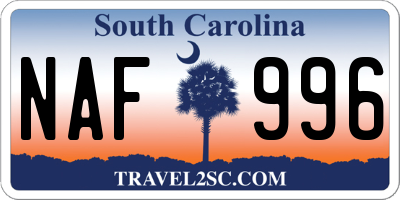 SC license plate NAF996