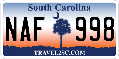 SC license plate NAF998