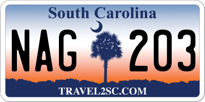 SC license plate NAG203