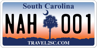 SC license plate NAH001