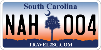 SC license plate NAH004