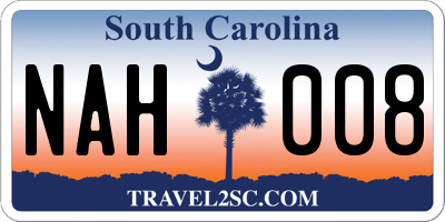 SC license plate NAH008