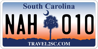 SC license plate NAH010