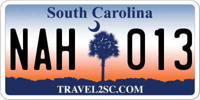SC license plate NAH013