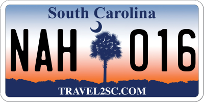 SC license plate NAH016