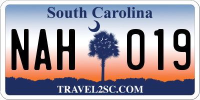 SC license plate NAH019