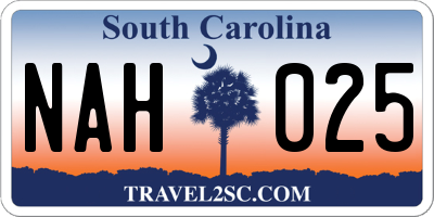 SC license plate NAH025