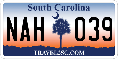 SC license plate NAH039