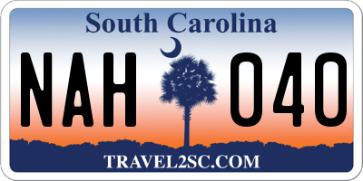 SC license plate NAH040