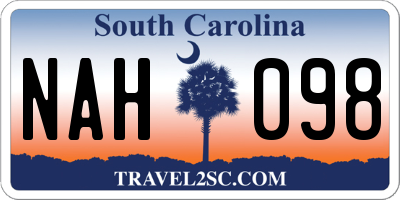 SC license plate NAH098