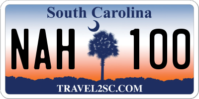 SC license plate NAH100