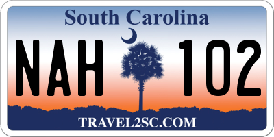 SC license plate NAH102
