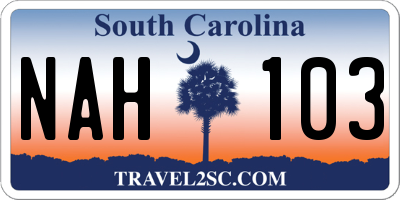 SC license plate NAH103