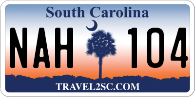 SC license plate NAH104