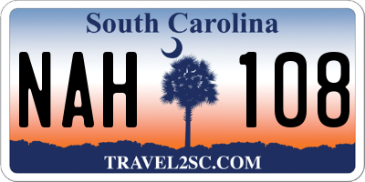 SC license plate NAH108