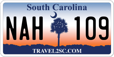 SC license plate NAH109