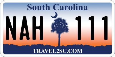 SC license plate NAH111