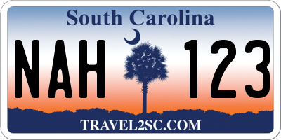 SC license plate NAH123