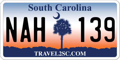 SC license plate NAH139