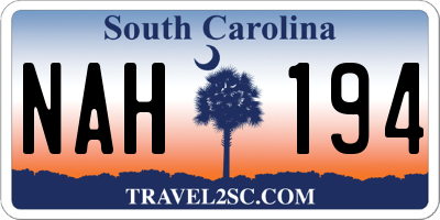 SC license plate NAH194
