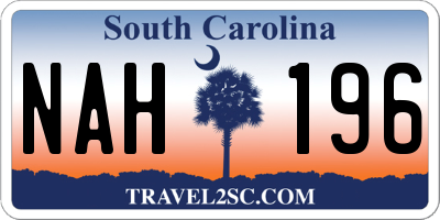 SC license plate NAH196