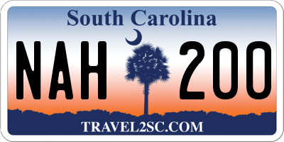 SC license plate NAH200