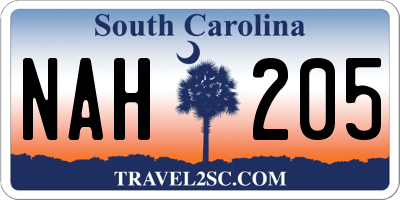 SC license plate NAH205