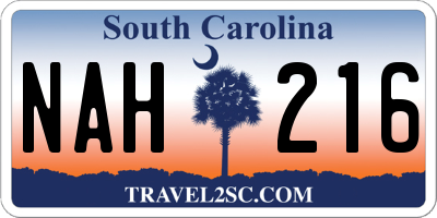 SC license plate NAH216