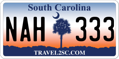 SC license plate NAH333