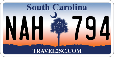SC license plate NAH794