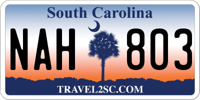 SC license plate NAH803