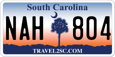 SC license plate NAH804