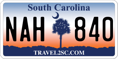 SC license plate NAH840