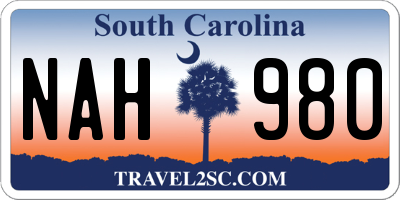 SC license plate NAH980