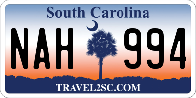 SC license plate NAH994