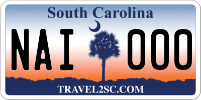 SC license plate NAI000
