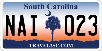 SC license plate NAI023