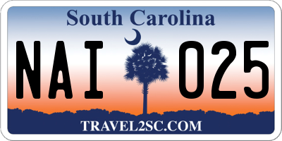SC license plate NAI025