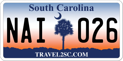 SC license plate NAI026