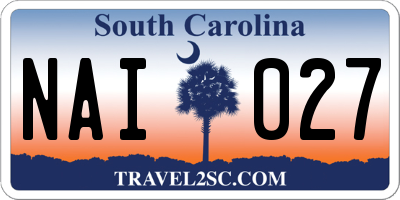 SC license plate NAI027