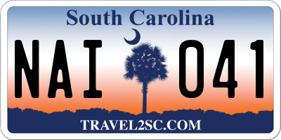 SC license plate NAI041