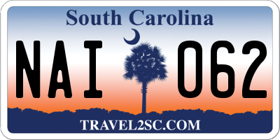 SC license plate NAI062