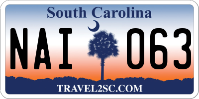 SC license plate NAI063